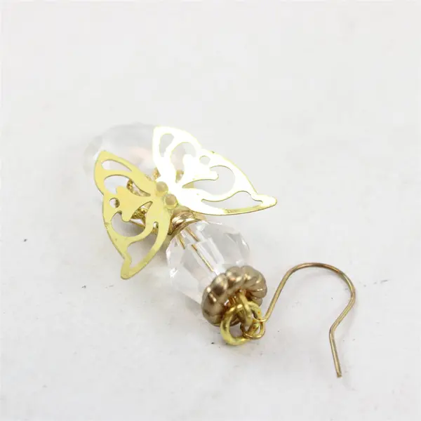 Angel Teardrop Beaded Gold-Tone Dangle Earrings