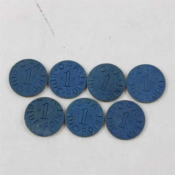 Lot of 7 One OPA Blue Points Ration Tokens Circulated  