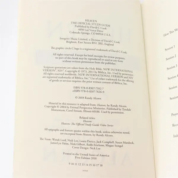 2018 Paperback Heaven: the Official Study Guide by Randy Alcorn Unused Good