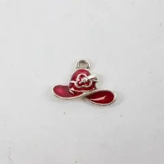 Red Hat Society Silver-Tone Red Enamel Charm