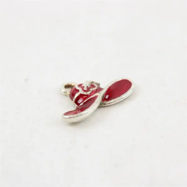 Red Hat Society Silver-Tone Red Enamel Charm