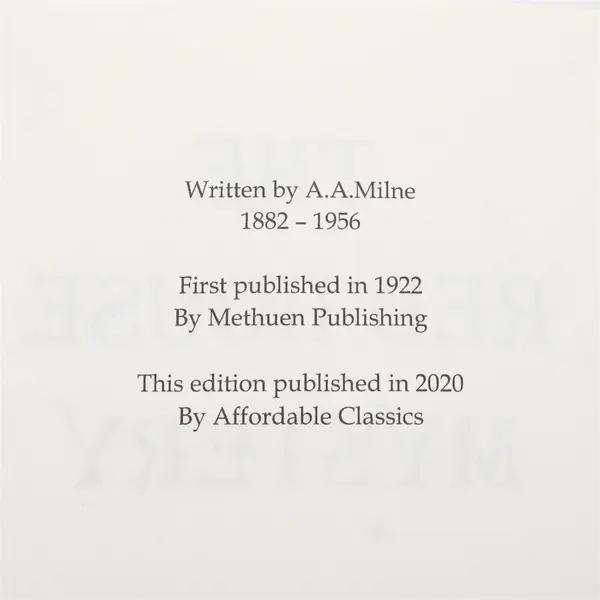 The Red House Mystery A A Milne 2020 PB Detective Novel First Published in 1922