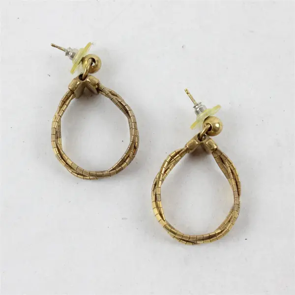 Vintage Gold-Tone Braided Metal Chain Hoop Earrings
