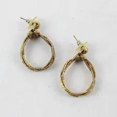 Vintage Gold-Tone Braided Metal Chain Hoop Earrings