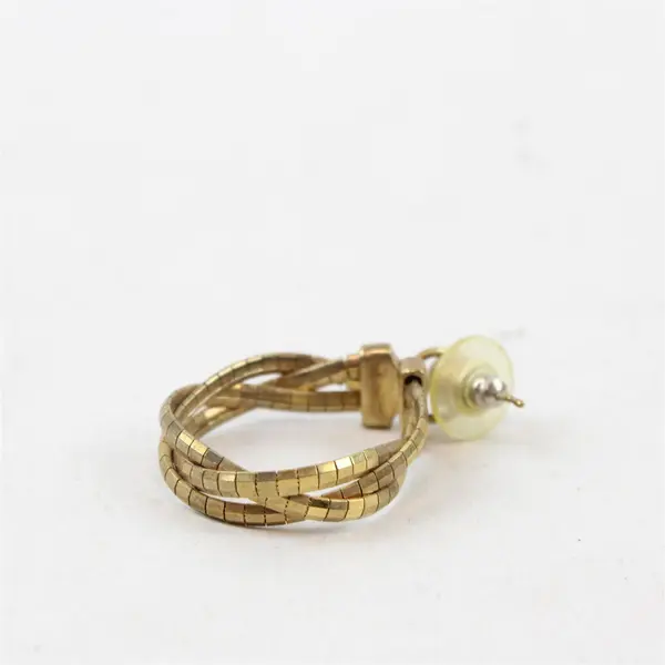 Vintage Gold-Tone Braided Metal Chain Hoop Earrings