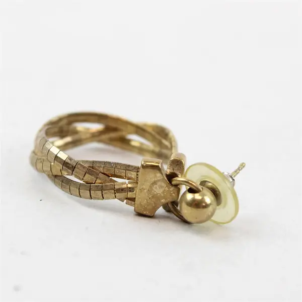 Vintage Gold-Tone Braided Metal Chain Hoop Earrings