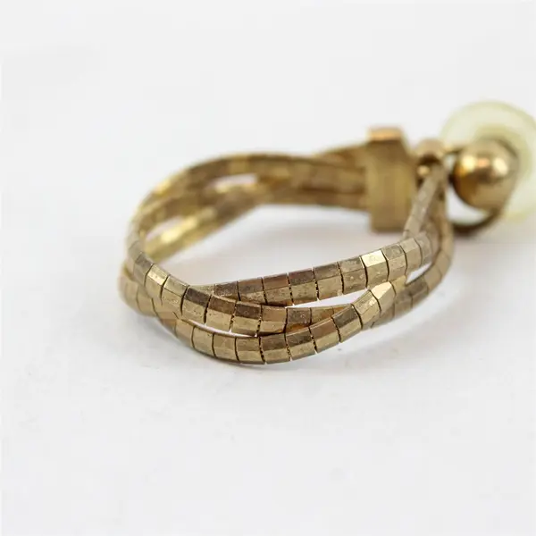 Vintage Gold-Tone Braided Metal Chain Hoop Earrings