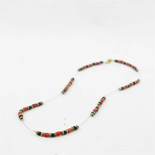 4 Piece Black Orange & Gold-Tone Beaded Demi-Parure Jewelry Set