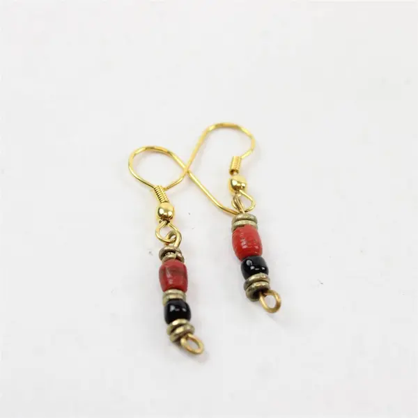 4 Piece Black Orange & Gold-Tone Beaded Demi-Parure Jewelry Set