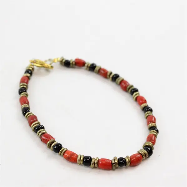 4 Piece Black Orange & Gold-Tone Beaded Demi-Parure Jewelry Set