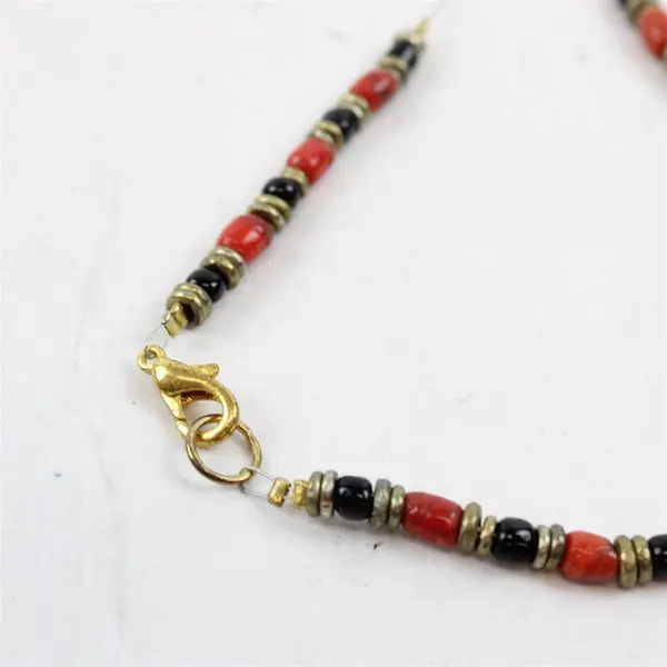 4 Piece Black Orange & Gold-Tone Beaded Demi-Parure Jewelry Set