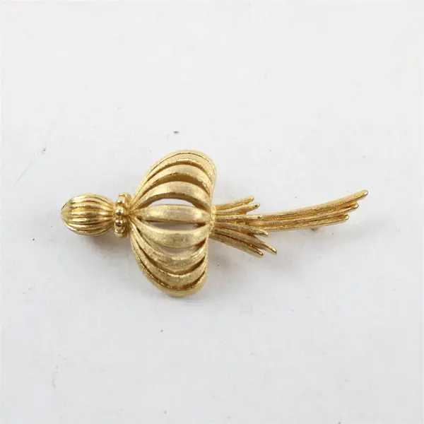 Vintage Monet Gold-Tone Metal Floral Brooch 2.75"