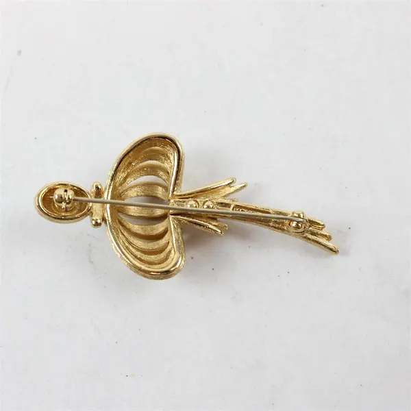 Vintage Monet Gold-Tone Metal Floral Brooch 2.75"