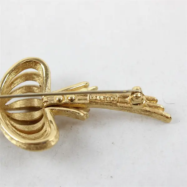 Vintage Monet Gold-Tone Metal Floral Brooch 2.75"
