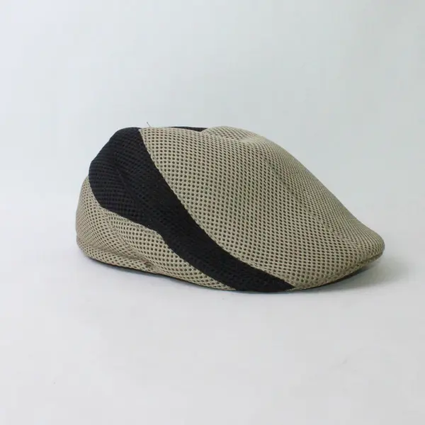 UGLA Size S Mesh Newsboy Flat Cap Beige Black Ivy Cabbie Hat