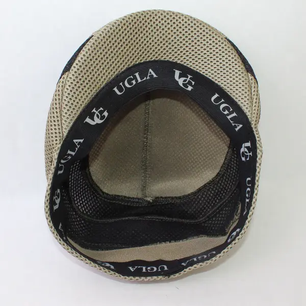 UGLA Size S Mesh Newsboy Flat Cap Beige Black Ivy Cabbie Hat