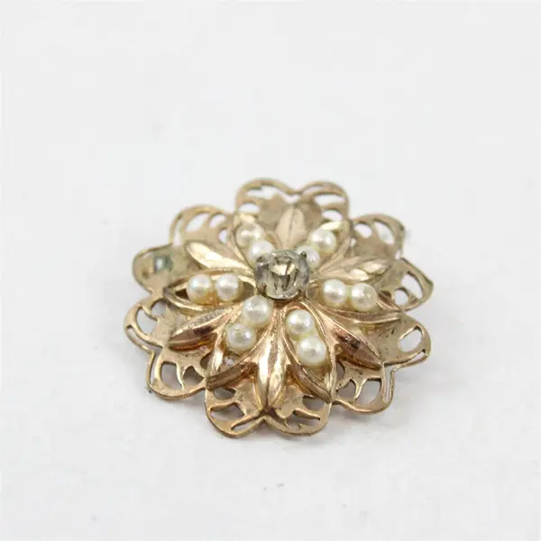 Lot of 5 Vintage Gold-Tone Metal Brooches