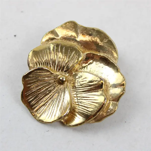 Vintage Pansy Flower Gold-Tone Metal Pendant