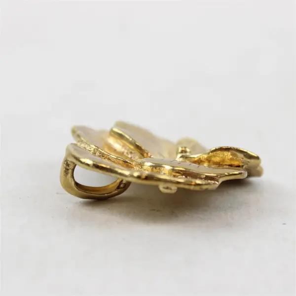 Vintage Pansy Flower Gold-Tone Metal Pendant