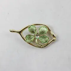 Vintage Gerry's Four Leaf Clover Gold-Tone Metal Brooch