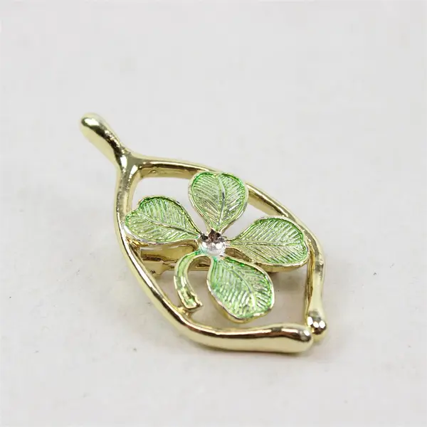 Vintage Gerry's Four Leaf Clover Gold-Tone Metal Brooch