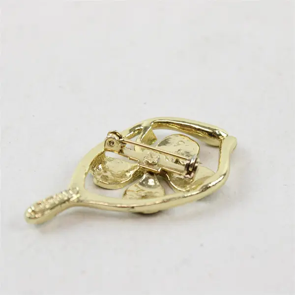 Vintage Gerry's Four Leaf Clover Gold-Tone Metal Brooch