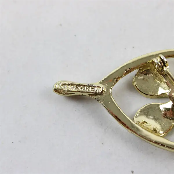 Vintage Gerry's Four Leaf Clover Gold-Tone Metal Brooch