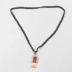 Handmade Native Chief Figure Beaded Necklace 13"