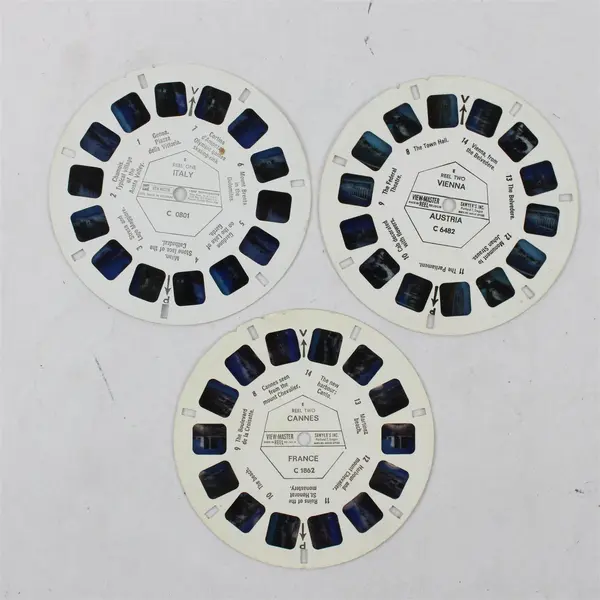 Lot Of 3 View-Master Europe Reels Cannes C 1862 Vienna C 6482 Italy C 0801