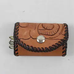 Vintage Hand-Tooled Leather Western Floral Key Holder Case RDB