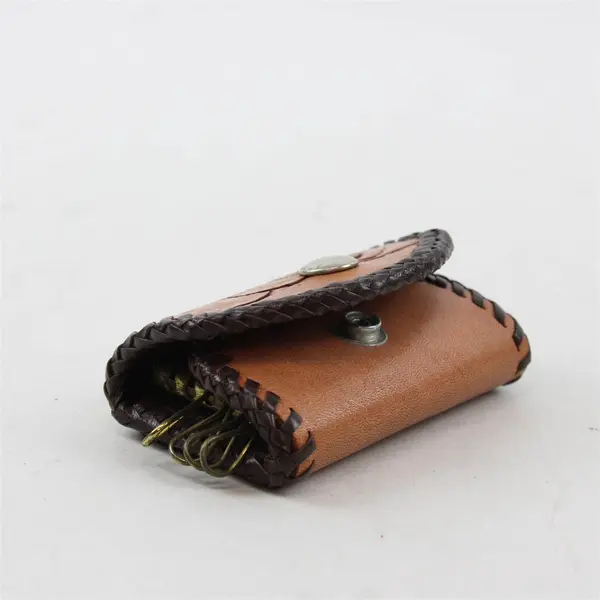 Vintage Hand-Tooled Leather Western Floral Key Holder Case RDB