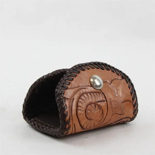 Vintage Hand-Tooled Leather Western Floral Key Holder Case RDB