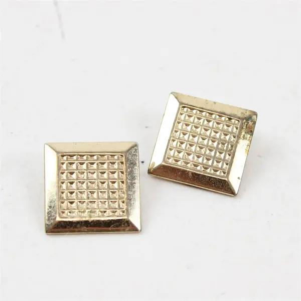 Vintage Bergère Square Gold-Tone Metal Clip-On Earrings