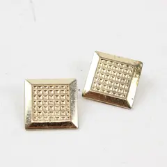 Vintage Bergère Square Gold-Tone Metal Clip-On Earrings