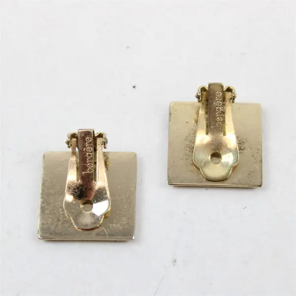 Vintage Bergère Square Gold-Tone Metal Clip-On Earrings
