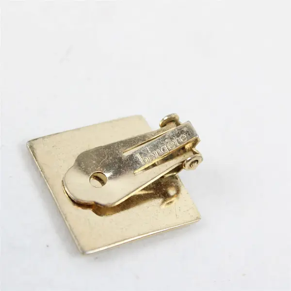 Vintage Bergère Square Gold-Tone Metal Clip-On Earrings