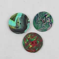 Lot of 3 Large Sewing Buttons Polymer Clay 2-Hole Coat Buttons, Assorted Colors