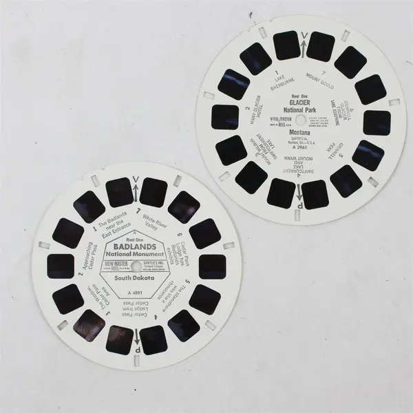 Lot of 2 View-Master Badlands Natl Monument Glacier Natl Park A4891 A2961