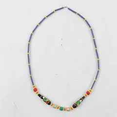 Vintage Handmade Tribal-Style Multicolor Beaded Necklace 20"