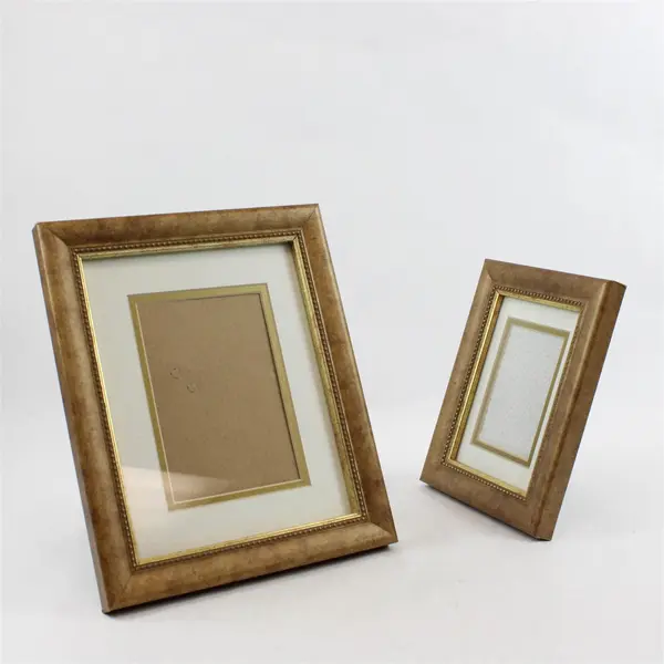 Lot of 2 Wooden Matching Picture Frames 12x10" & 7x9", Ornate Border Design 