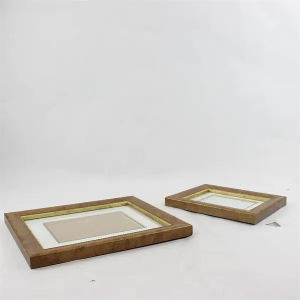Lot of 2 Wooden Matching Picture Frames 12x10" & 7x9", Ornate Border Design 