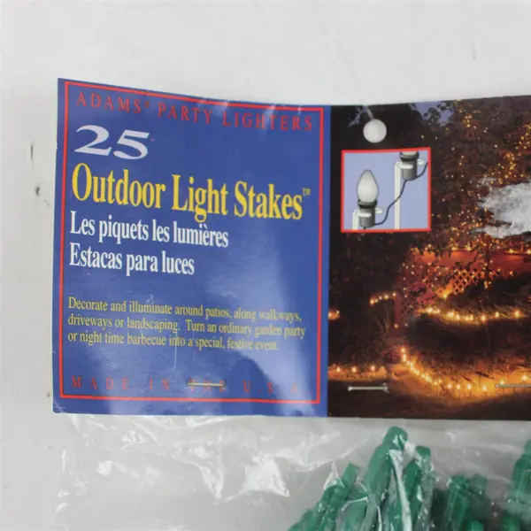 25 Outdoor Light Stakes, Adams Party Lighters from 1995, Green - New