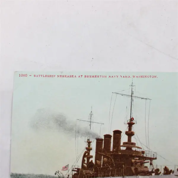VTG Battleship Nebraska At Bremerton Navy Yard Washington Litho Postcard No 1060