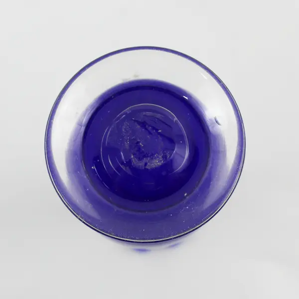 Handblown Cobalt Blue Bud Vase Ruffled Rim 7.25in Art Glass