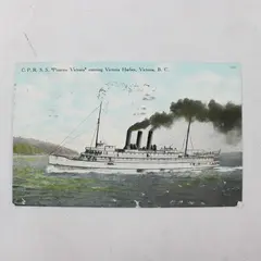 1909 CPR SS Princess Victoria Entering Victoria Harbor Litho Postcard