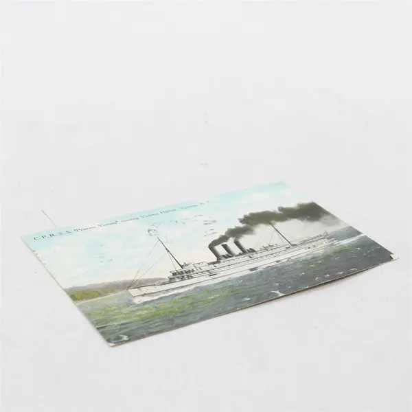 1909 CPR SS Princess Victoria Entering Victoria Harbor Litho Postcard