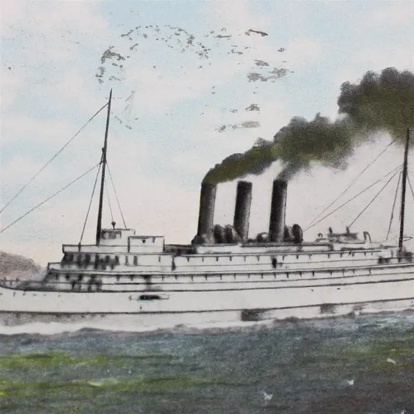 1909 CPR SS Princess Victoria Entering Victoria Harbor Litho Postcard
