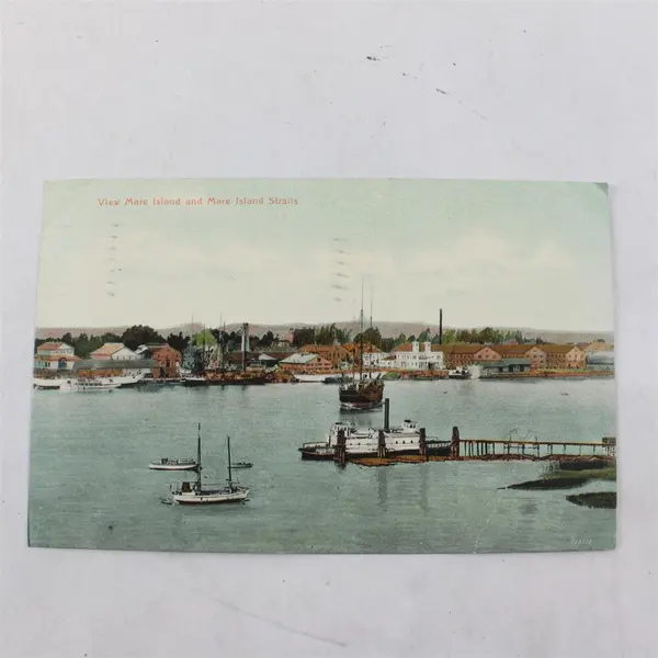 Vintage 1908 View Mare Island And Mare Island Straits California Litho Postcard