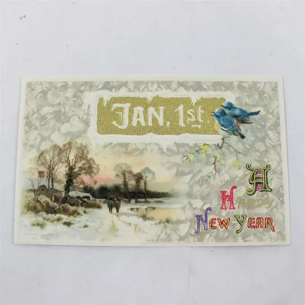 Vintage A Happy New Year Jan 1st Embossed Greeting Postcard