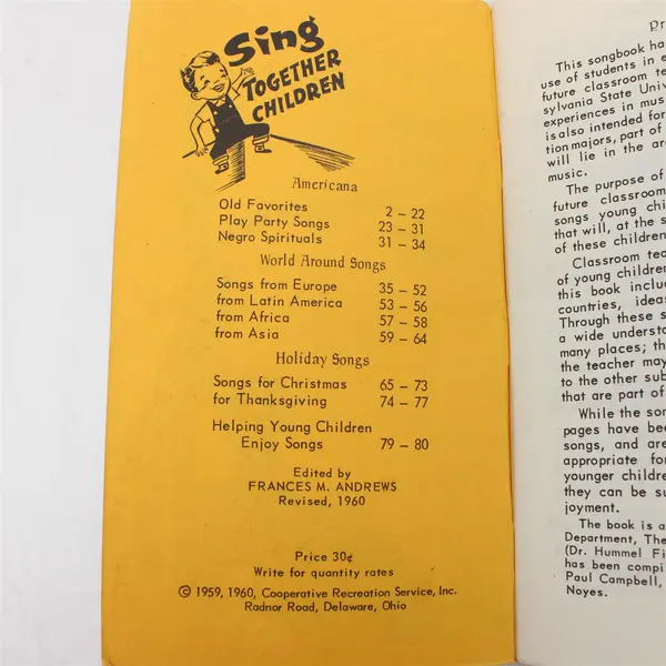 VTG Sing Together Children Songbook 1960 World Around Songs Paperback